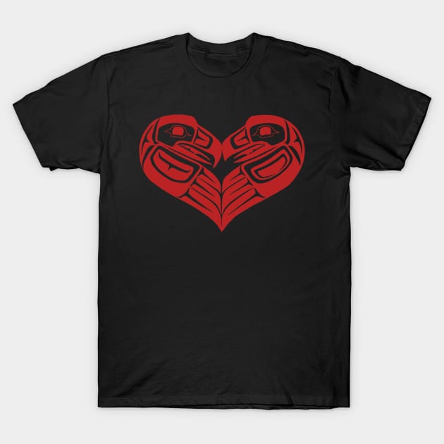 Lovebirds - Tlingit style Raven and Eagle T-Shirt by Featherlady Studio